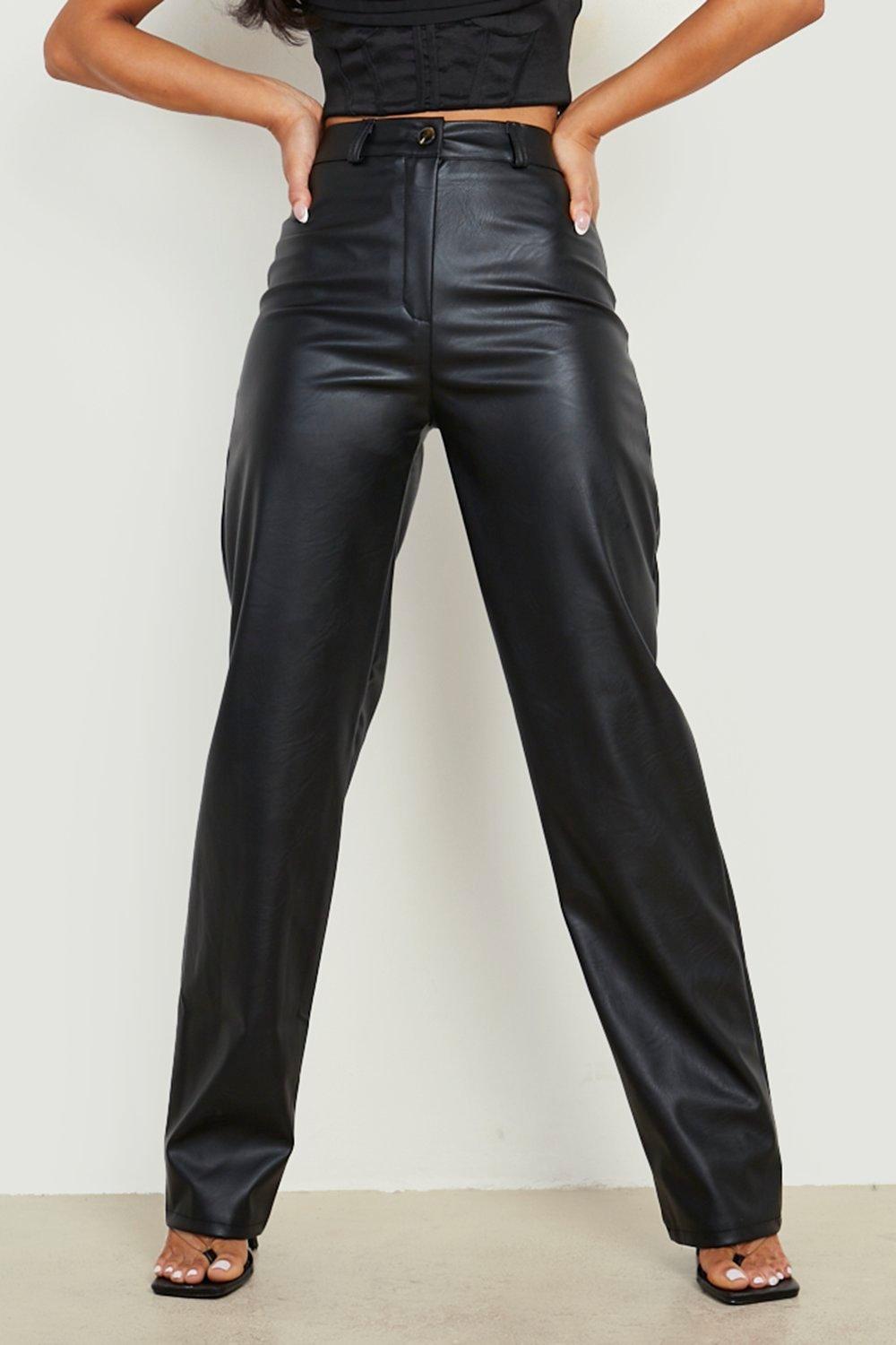 Petite Faux Leather Wide Leg Pants