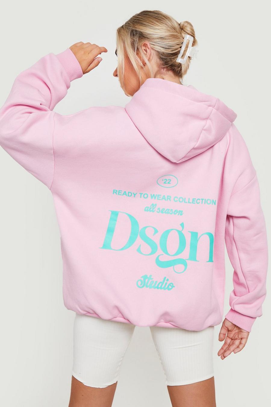 Pink rosa Dsgn Studio Back Print Oversized Hoodie 