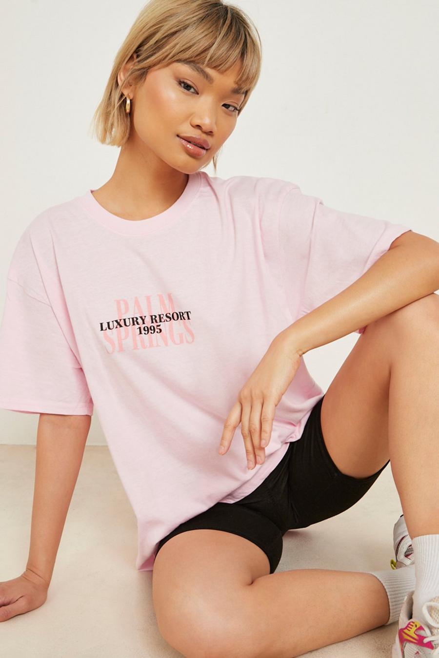 Light pink Palm Springs Printed Oversized T Shirt image number 1
