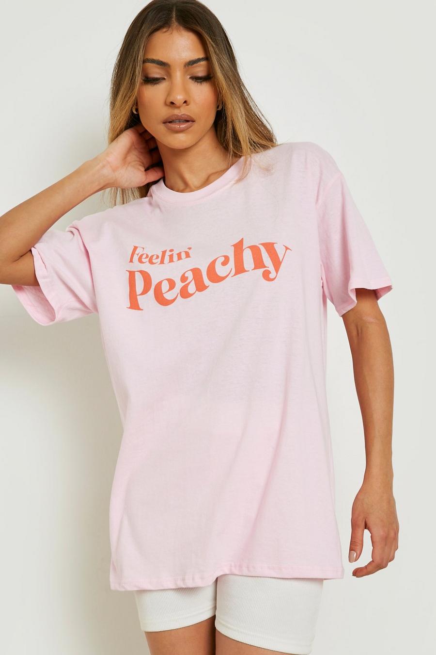 Camiseta oversize con estampado Feelin Peachy, Pink rosa
