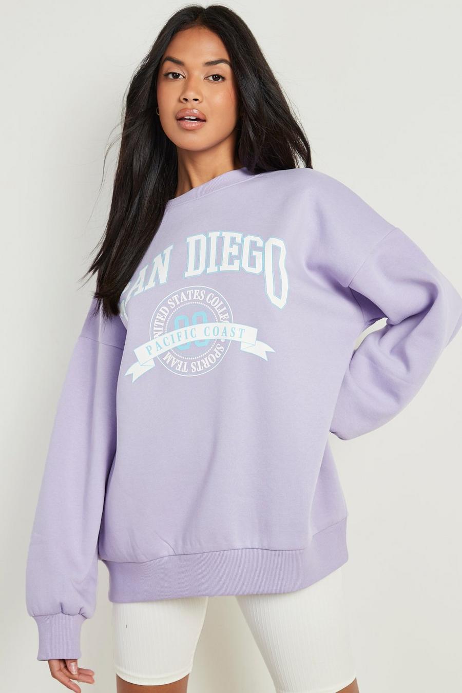 Lilac San Diego Printed Oversized Sweater  image number 1