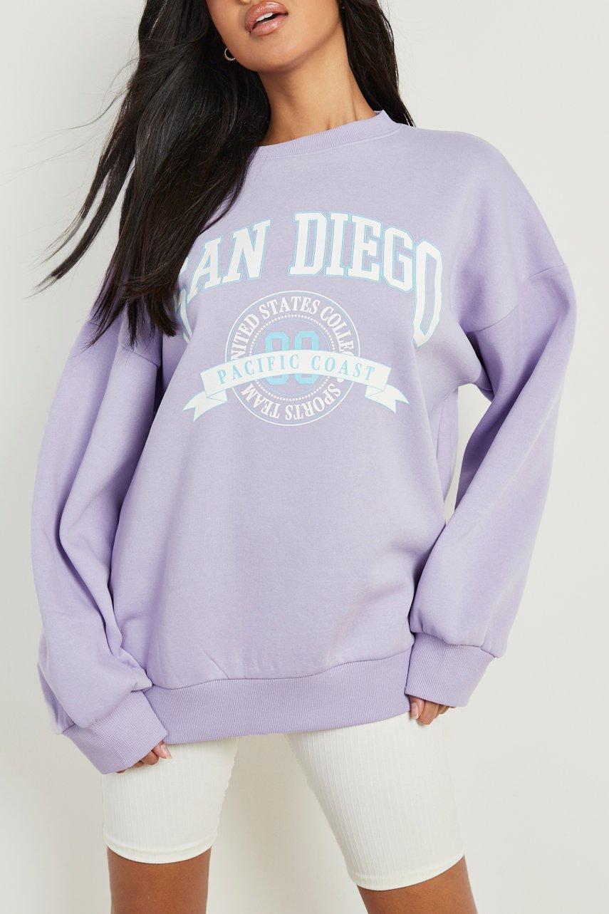 San Diego Printed Oversized Sweater | boohoo