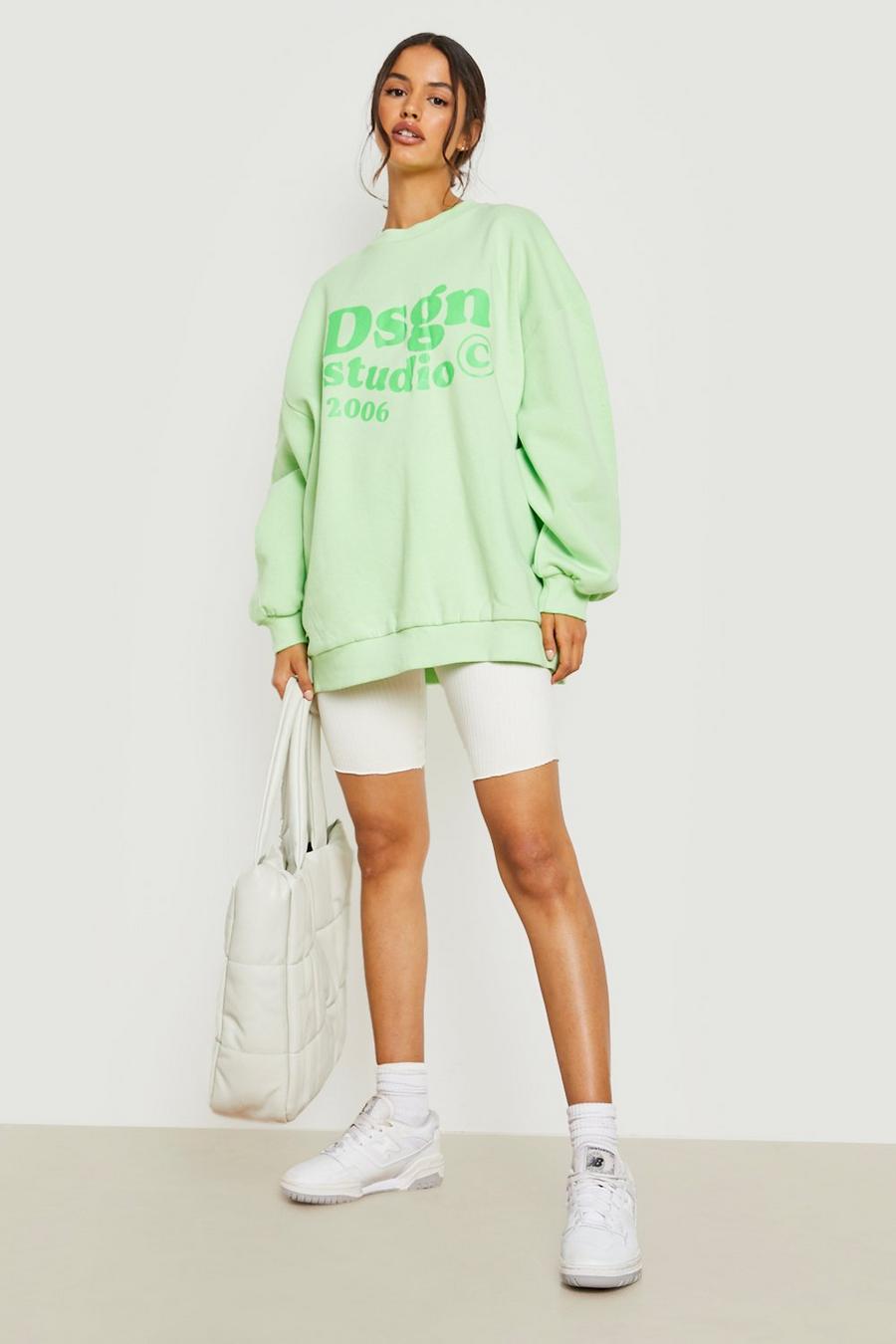 Green Neon Printed Oversized Sweater image number 1