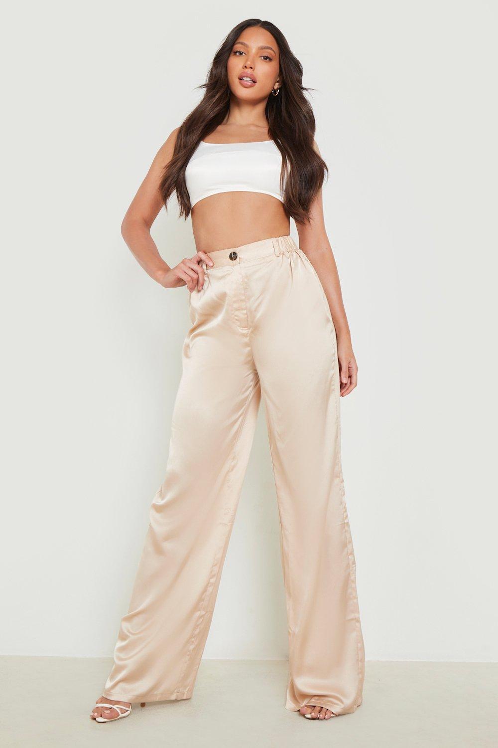 Satin on sale trousers boohoo