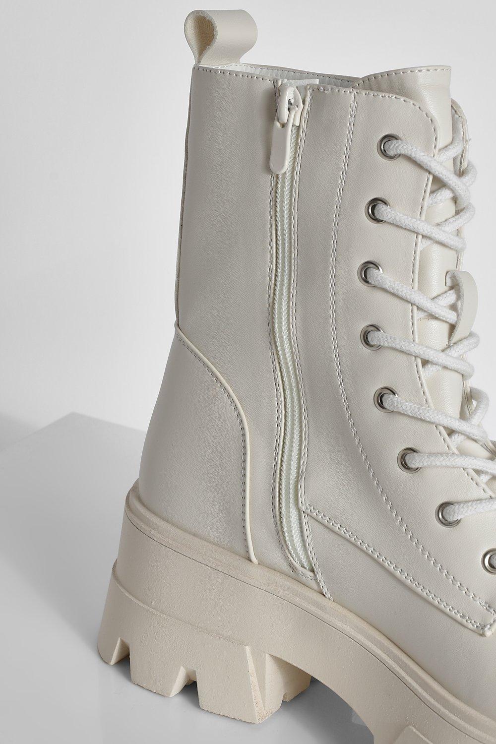 cream chunky platform boots