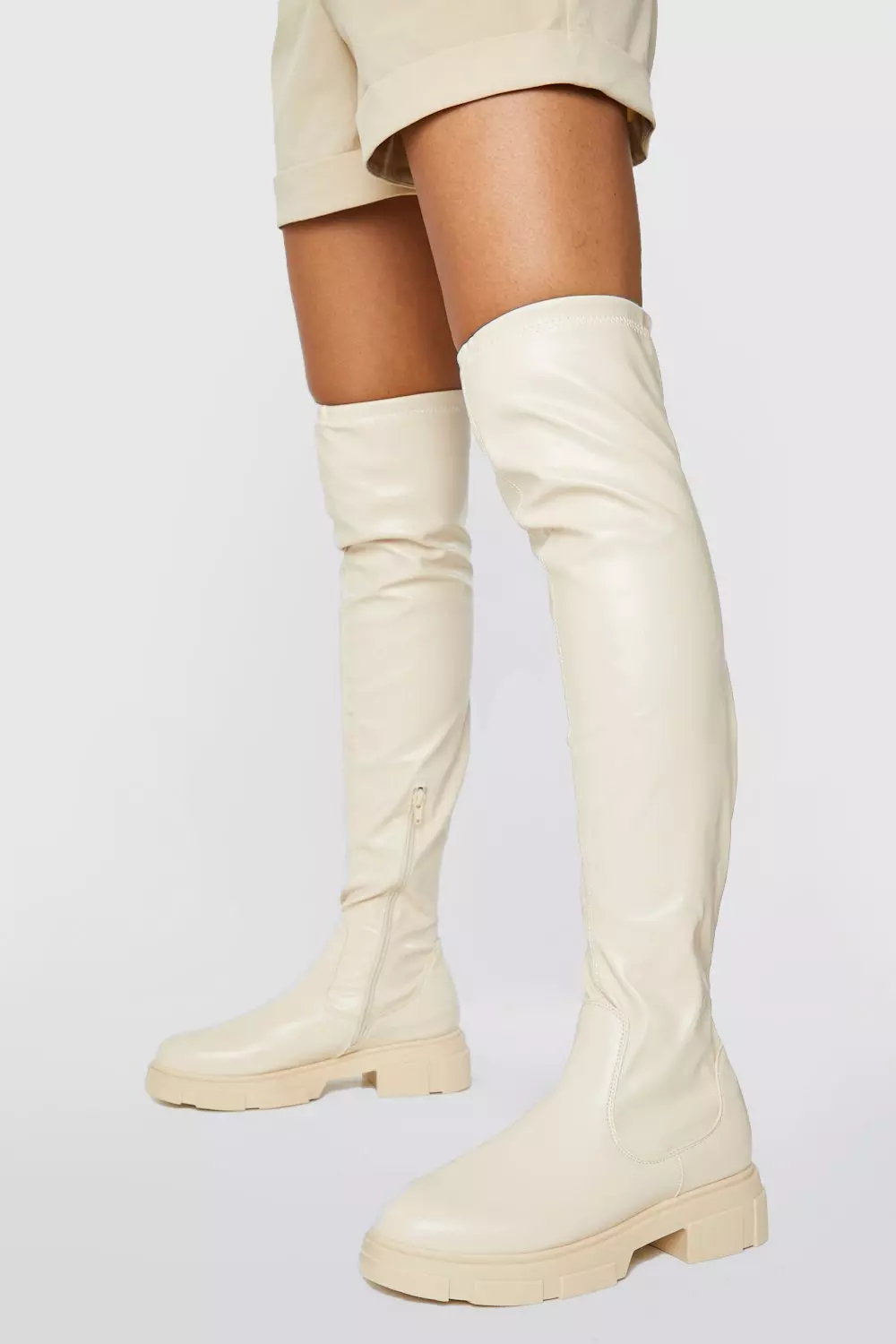 Cream over store the knee boots