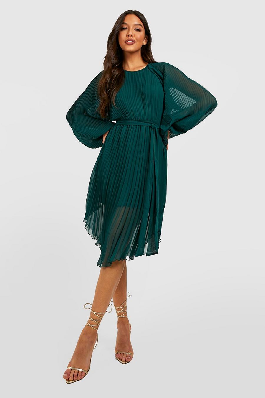 Forest Pleated Long Sleeve Midi Dress image number 1