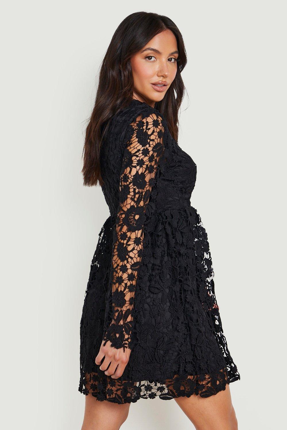 Black lace dress boohoo sale