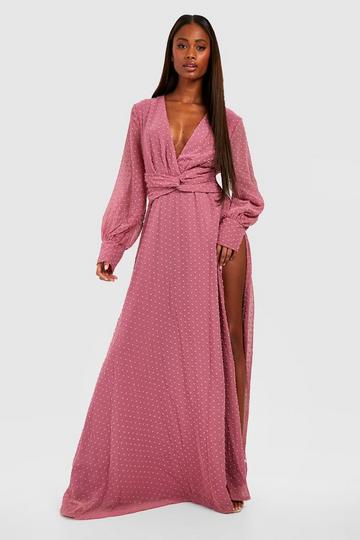 Dobby Twist Front Maxi Dress rose