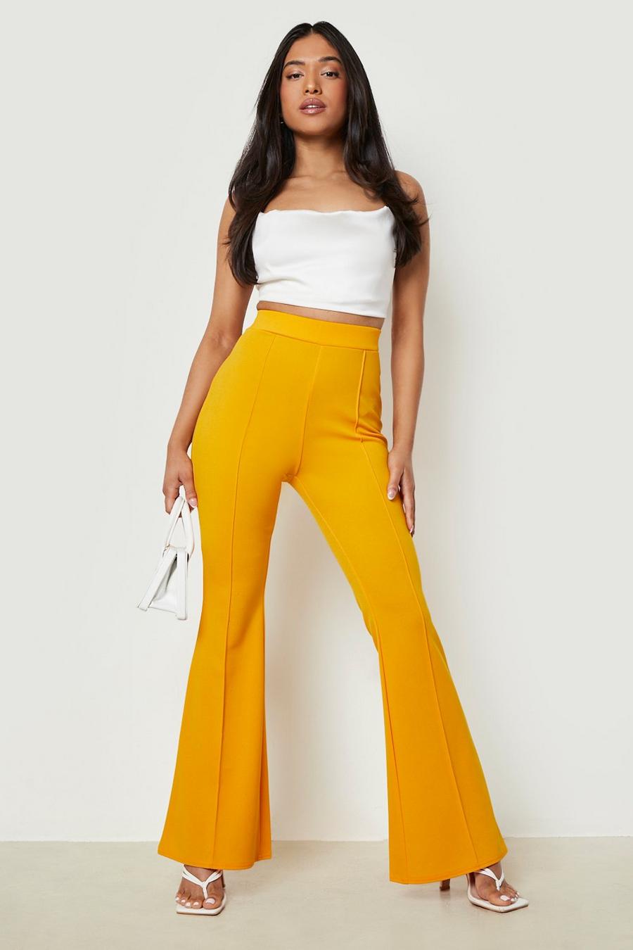 Petite - Pantalon flare à détail couture, Marigold image number 1