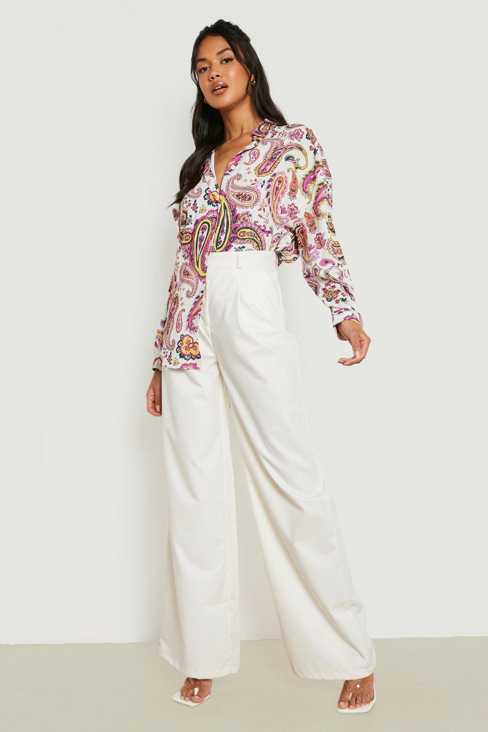 Women's Paisley Print Overszied Satin Shirt