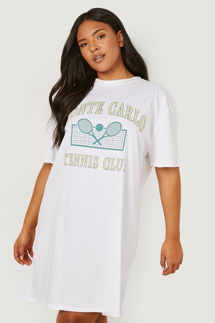 White Plus Tennis Club Slogan T-shirt Dress