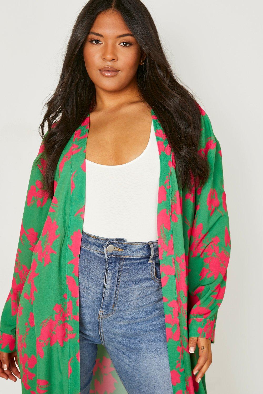 Boohoo plus size kimono sale