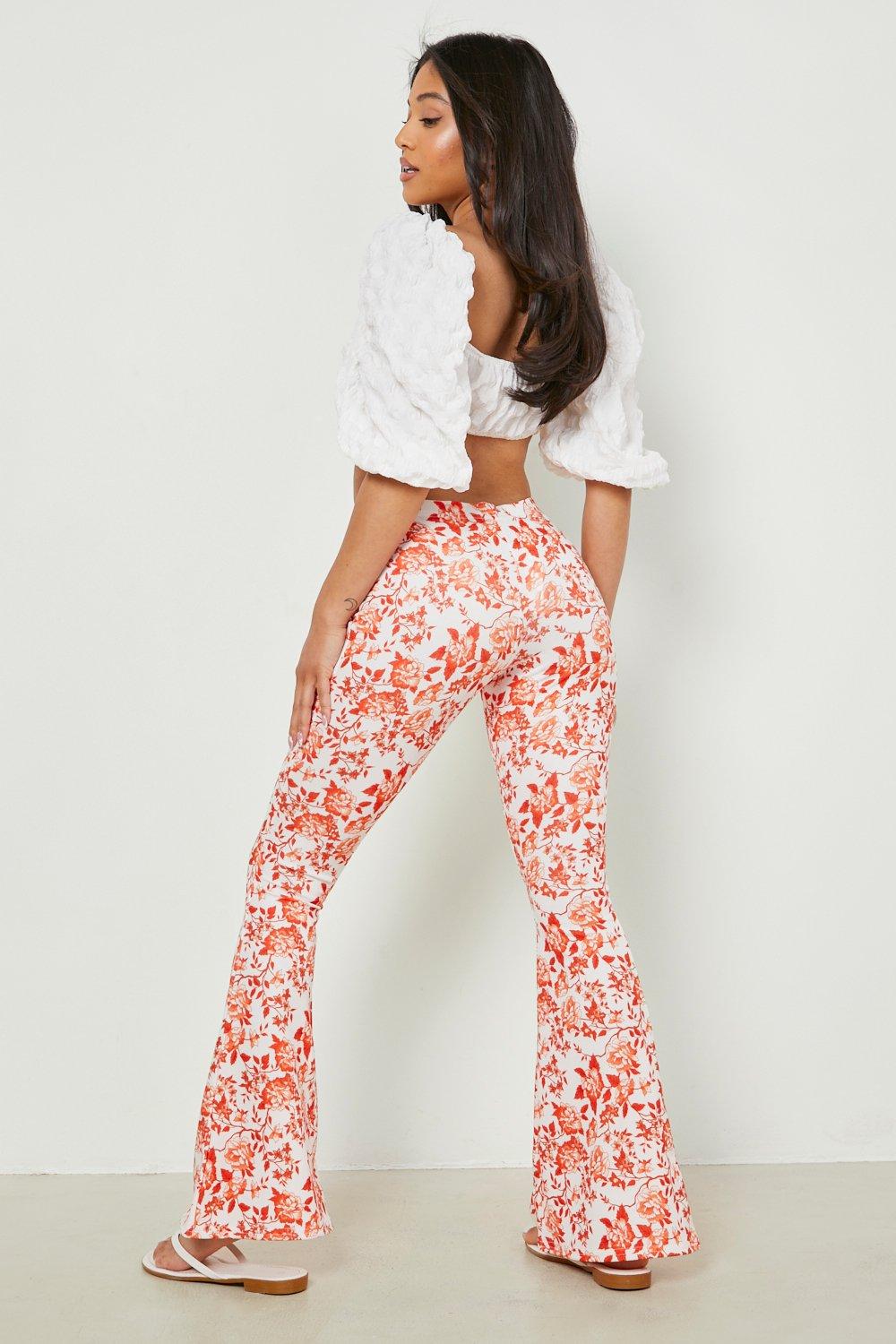 Boohoo Petite Ditsy Floral Print Flare Pants