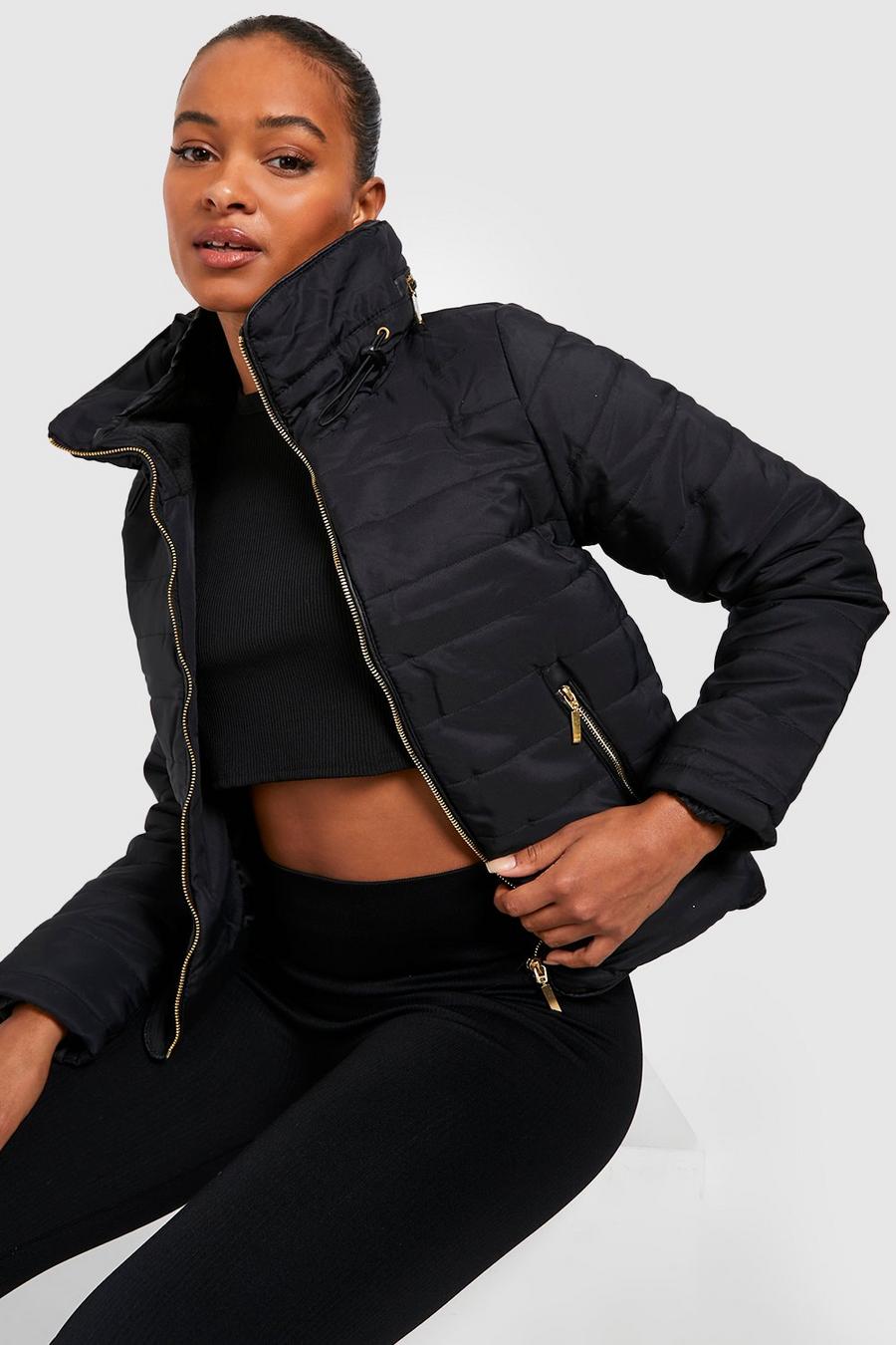 Black Tall Fitted Quilted Jacket image number 1
