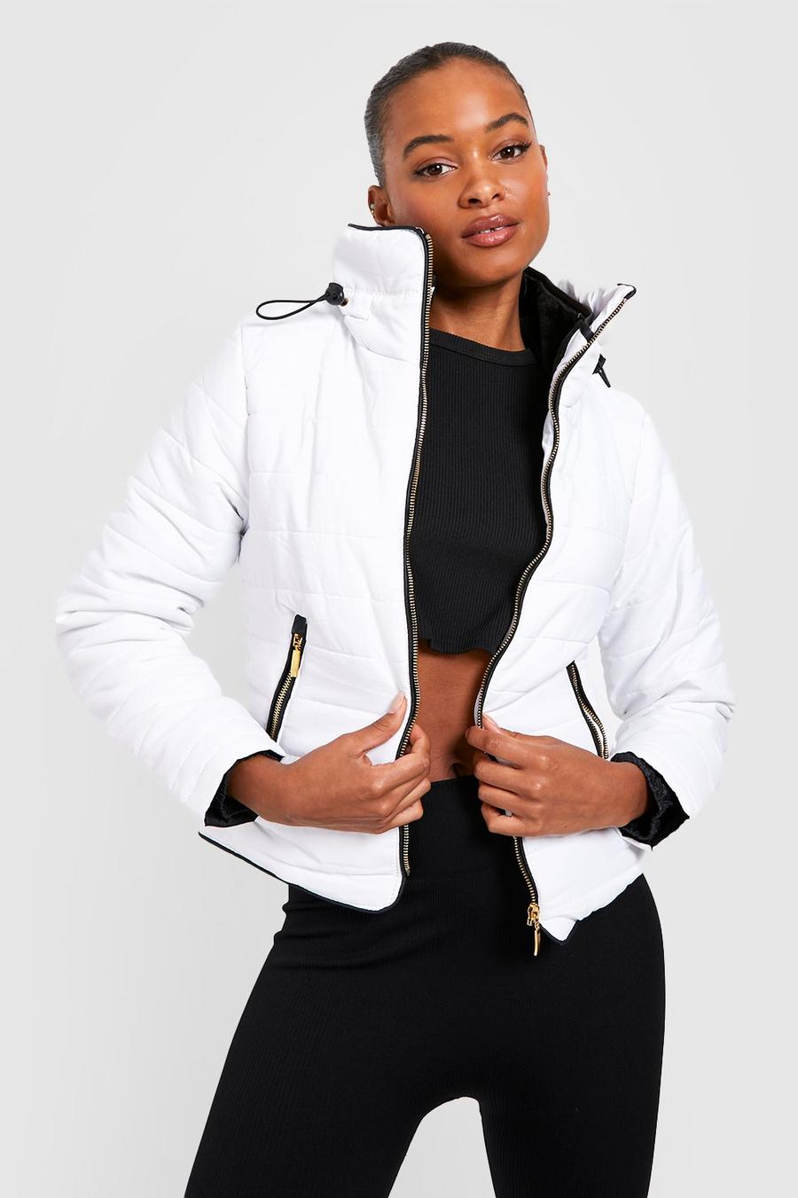 White Tall Fitted Quilted Jacket image number 1