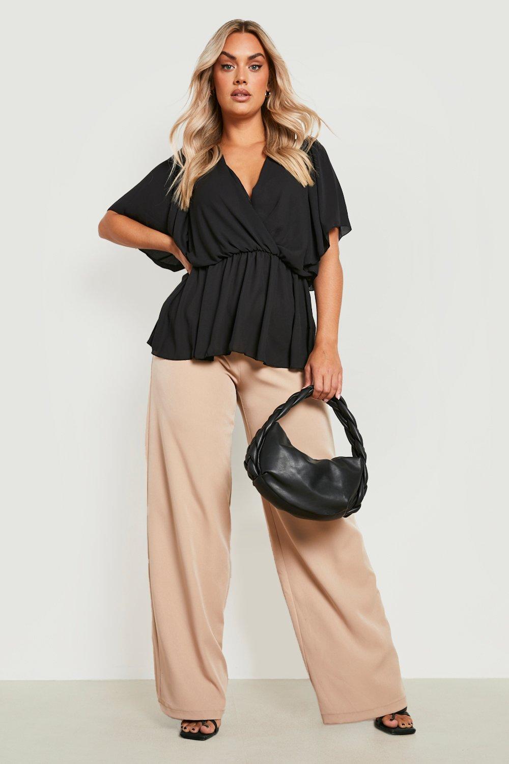 Plus Angel Sleeve Peplum Blouse