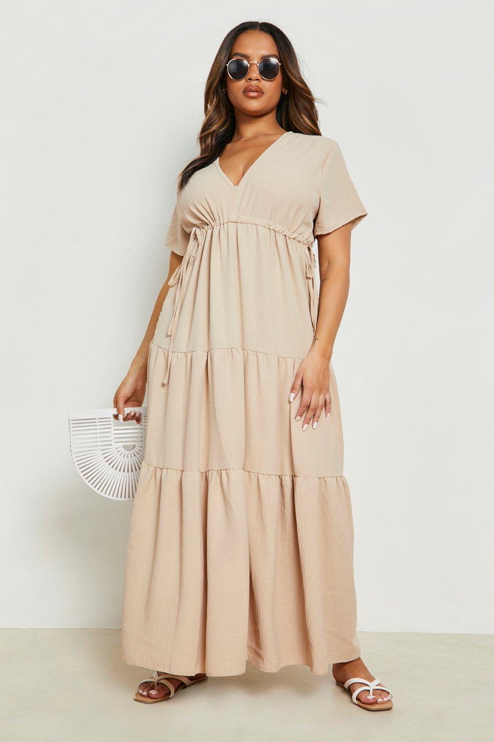 Beige plus cheap size dress