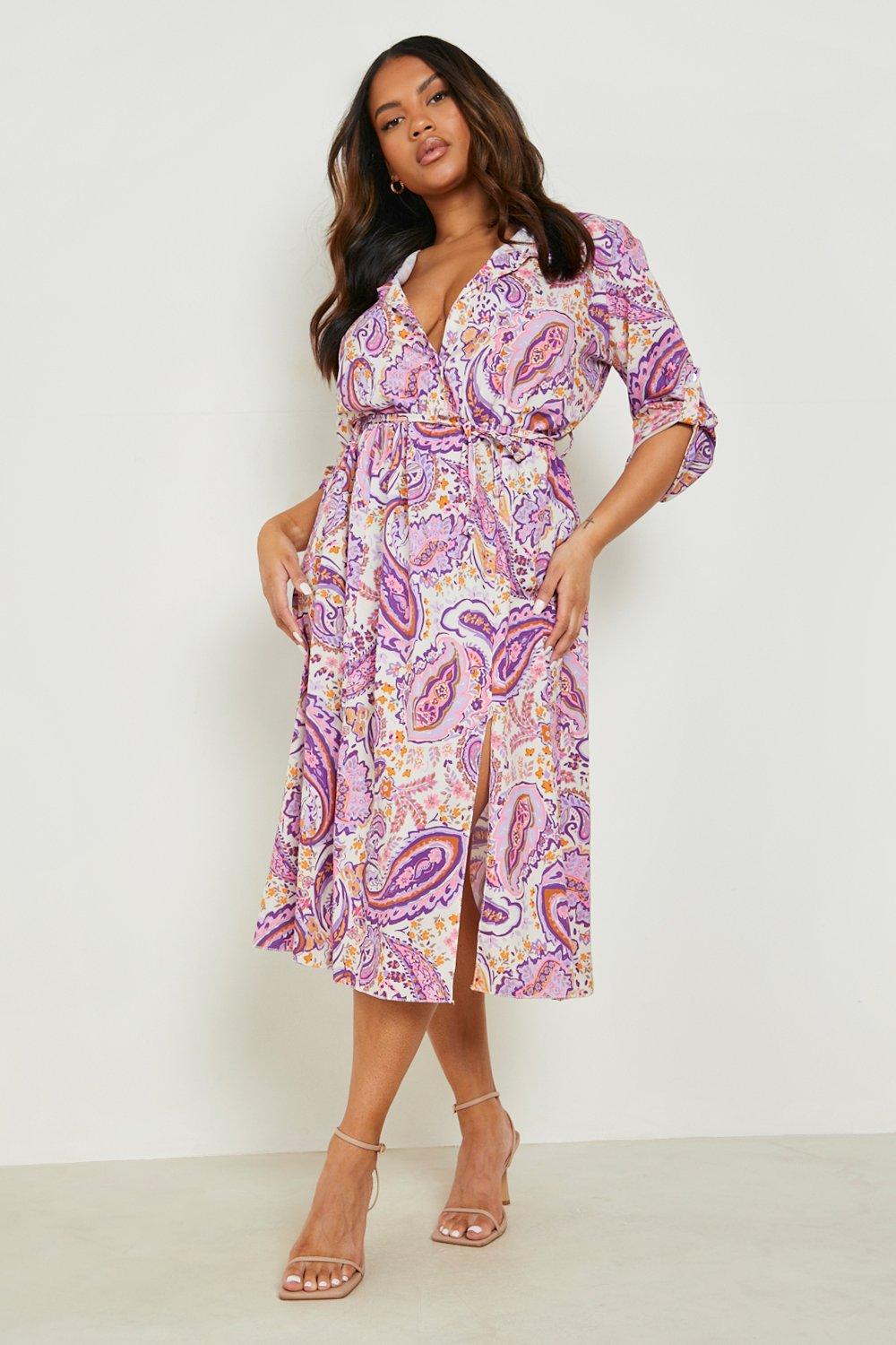 boohoo paisley shirt dress