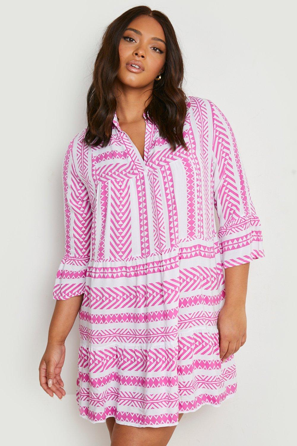 azteken kleid pink