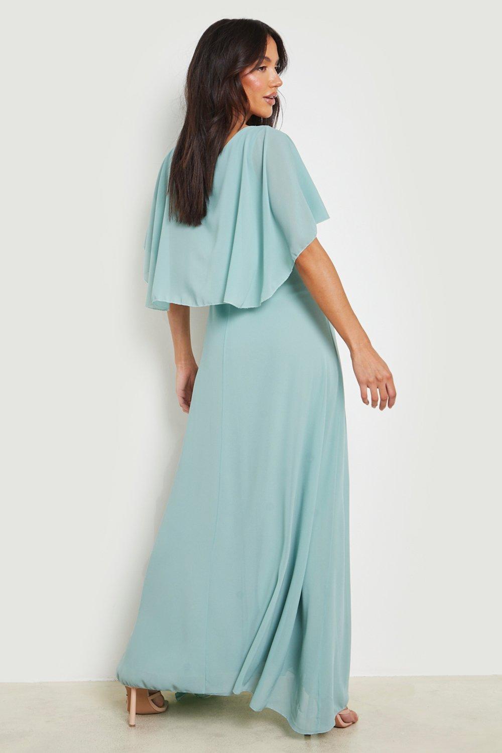 Boohoo chiffon cape outlet detail maxi dress