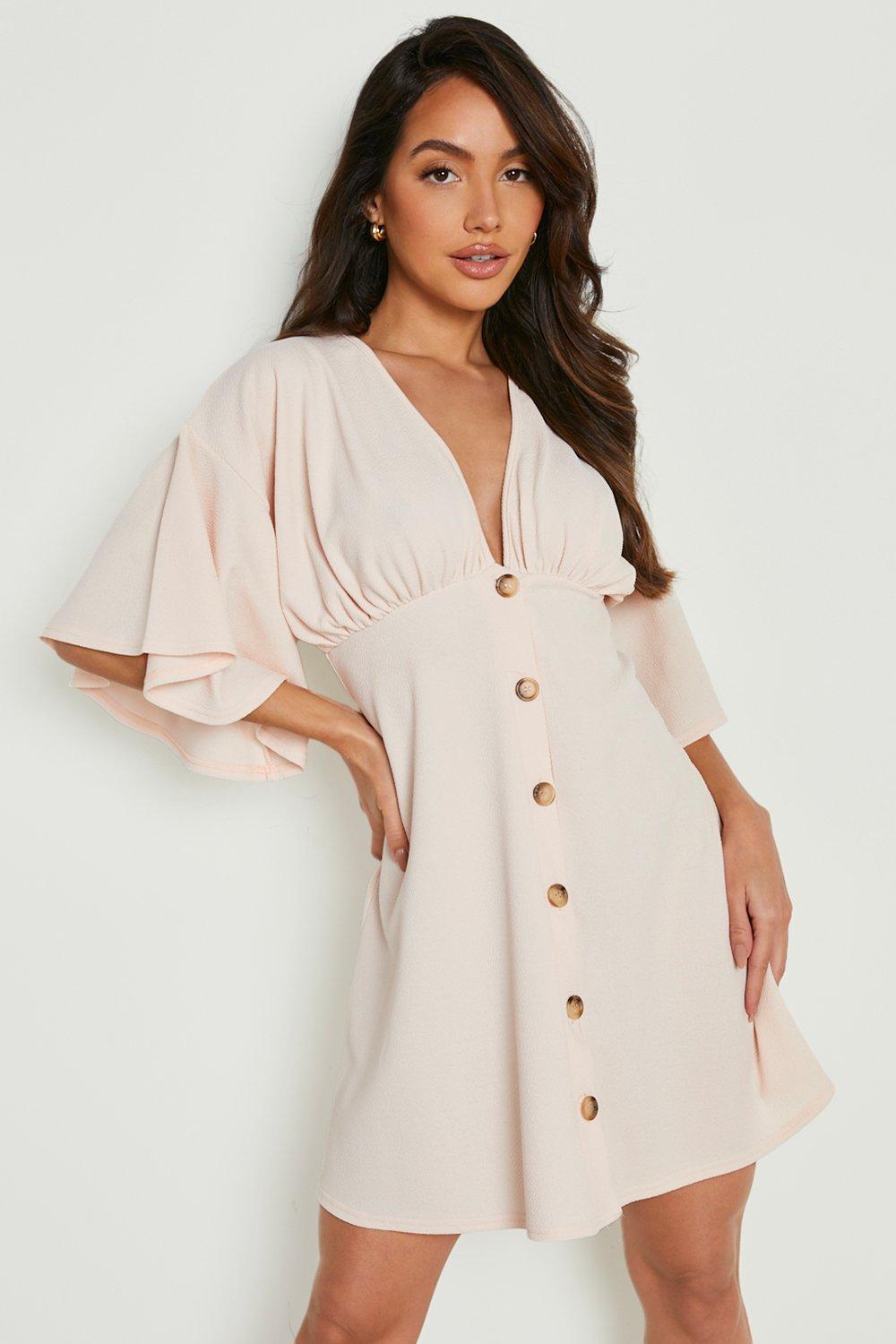 Boohoo button hot sale down dress