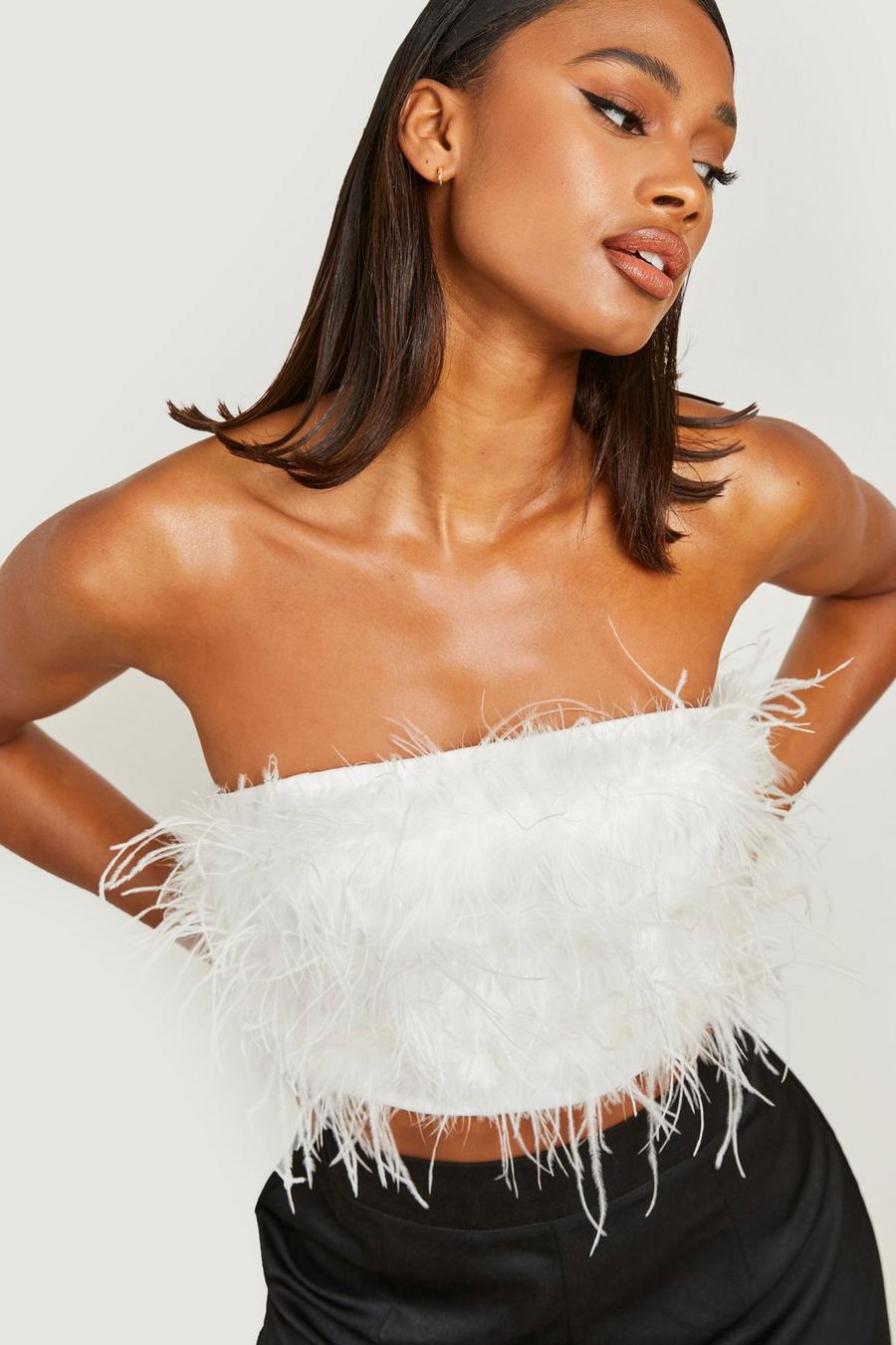 White Feather Bandeau Crop image number 1
