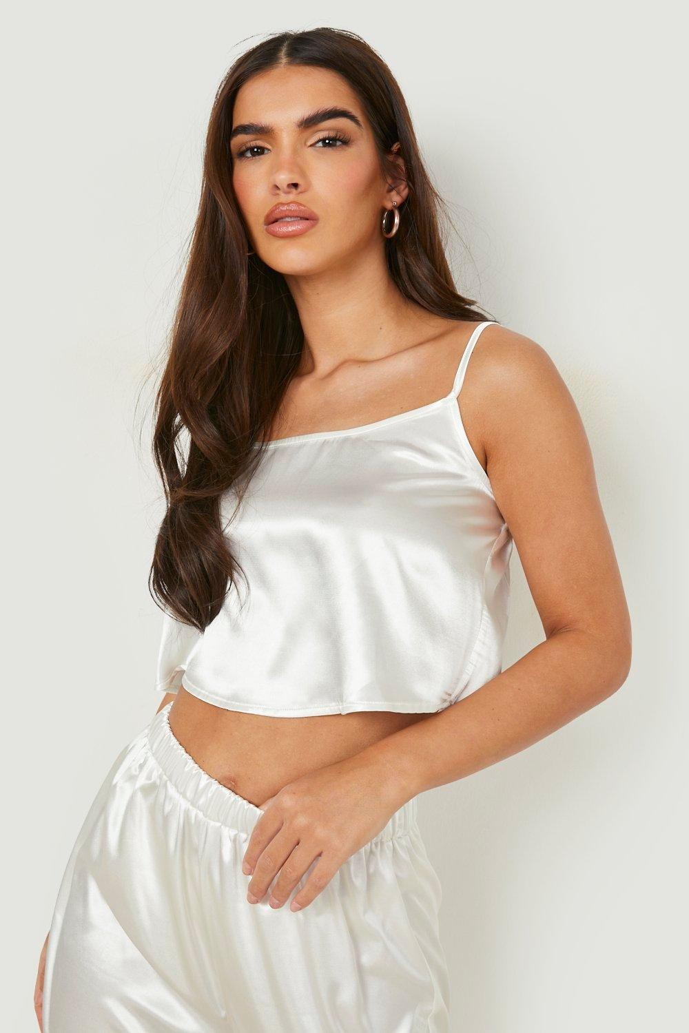 Satin Cami Pj Short Set With Contrast Piping