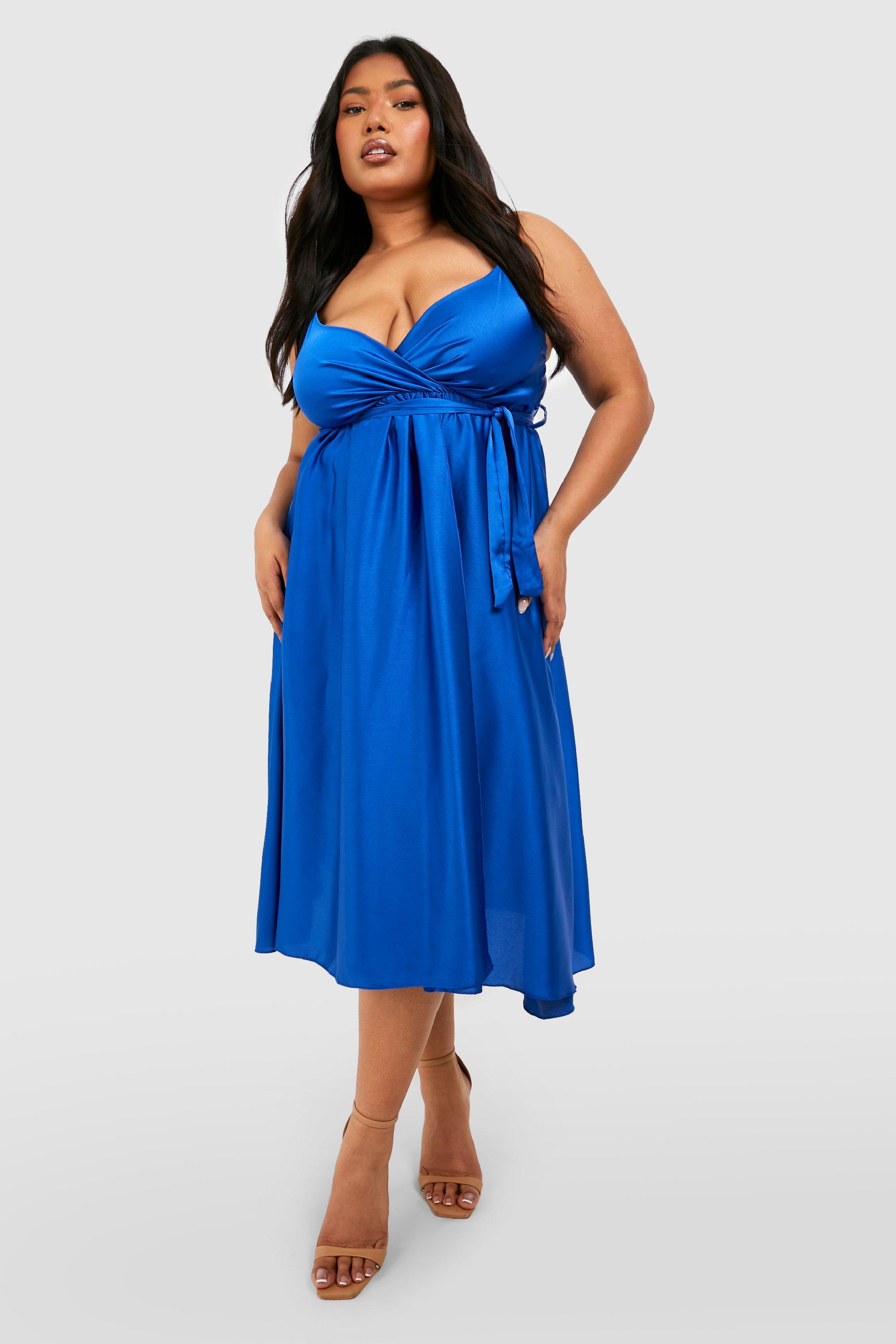 Boohoo blue sale wrap dress