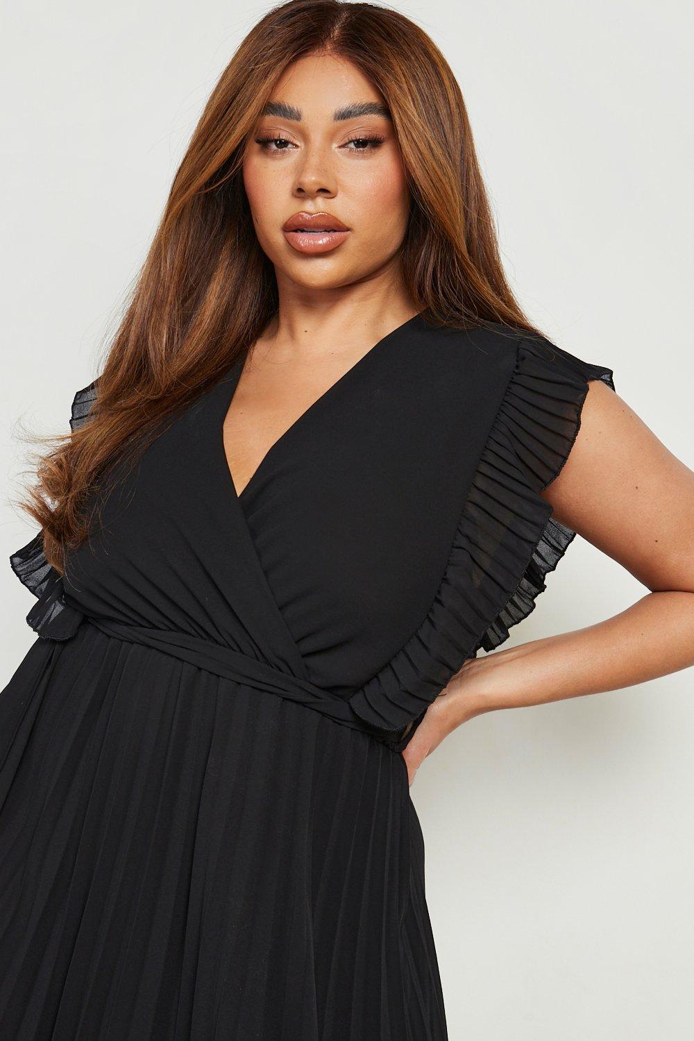 Boohoo black dress hot sale plus size