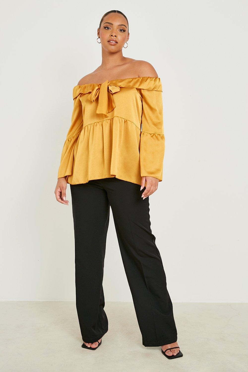 Mustard yellow off sales the shoulder top