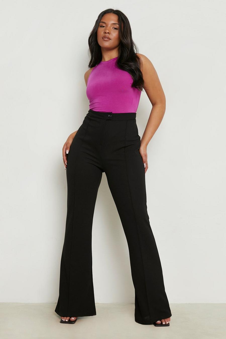 Black Plus Tailored Flare Trousers image number 1