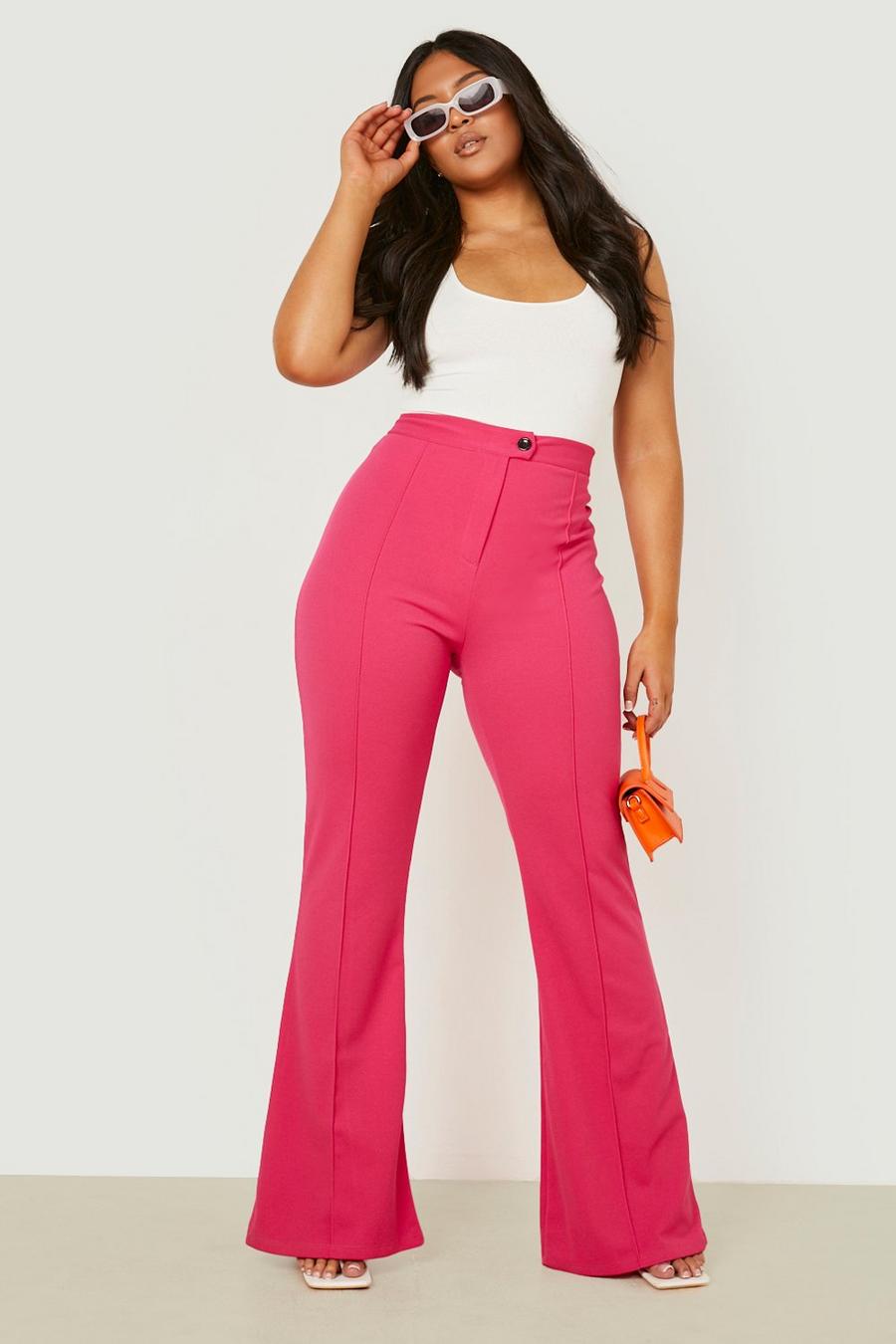 Grande taille - Pantalon flare slim, Hot pink image number 1