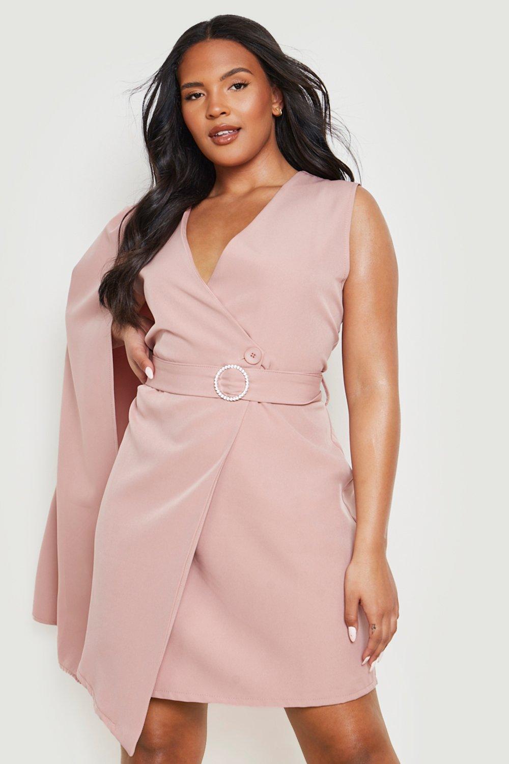 Boohoo pink 2024 blazer dress