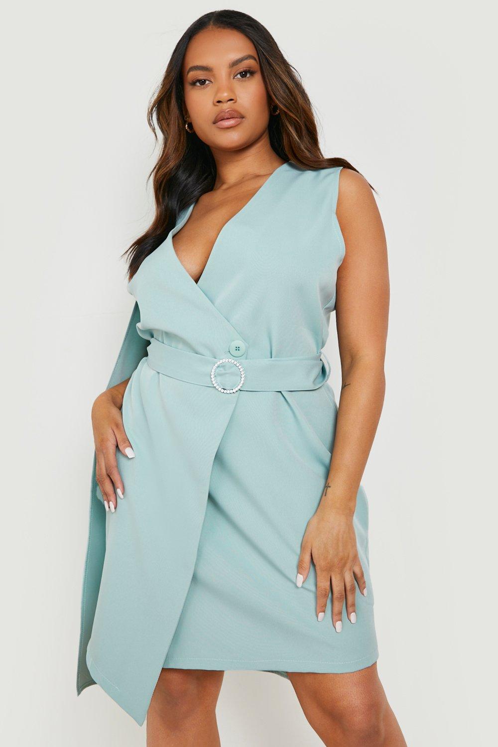 Boohoo blazer dress hot sale plus size