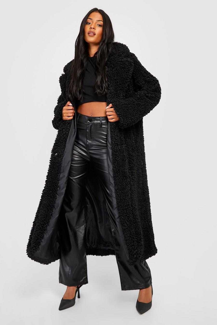 Black Tall Oversized Teddy Coat image number 1