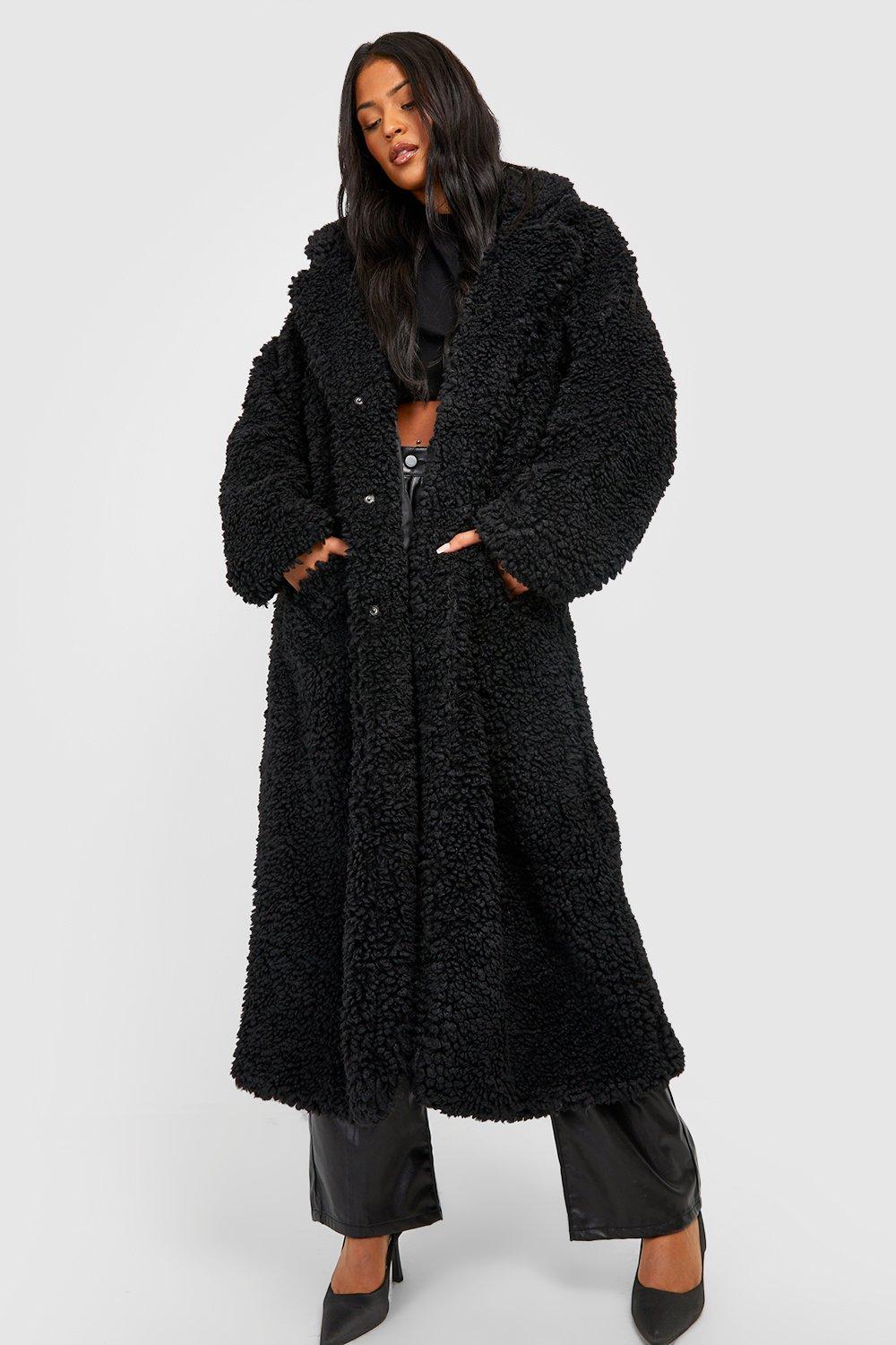 Black womens teddy coat online