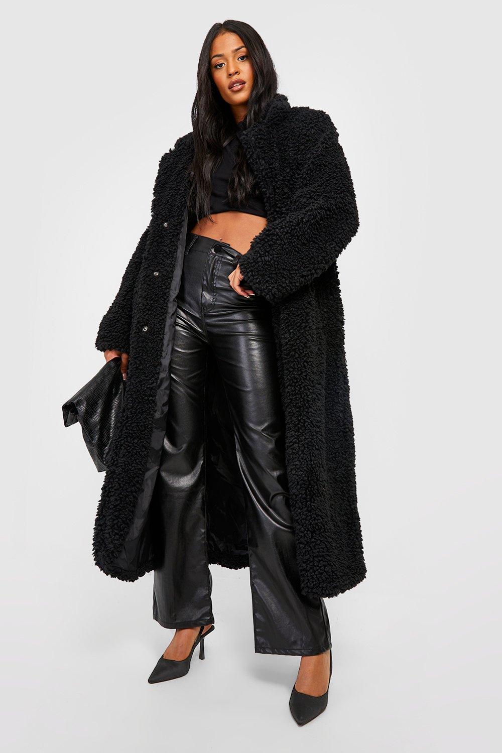 Black oversized teddy coat on sale