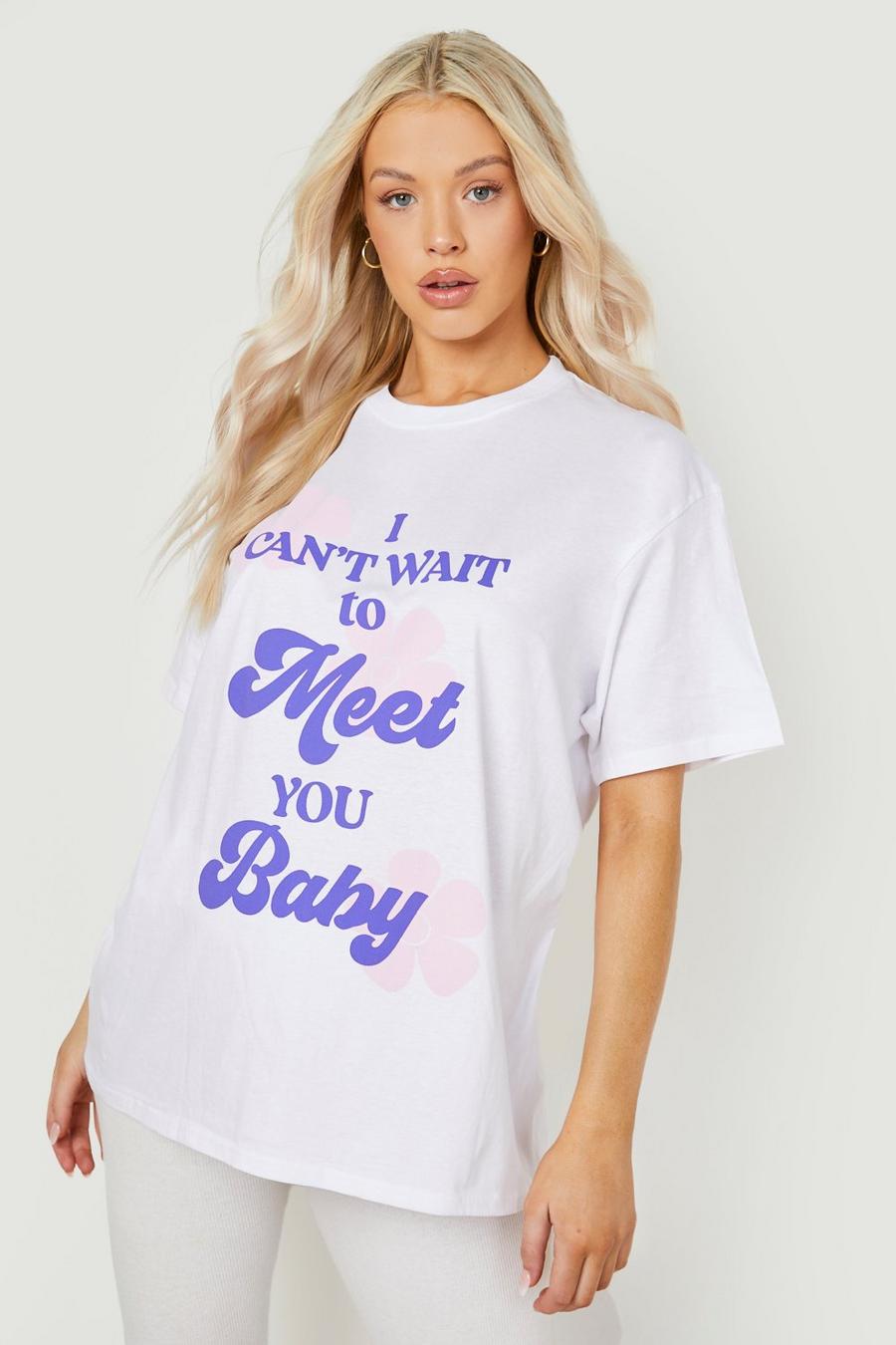 White Maternity Baby Slogan Oversized T-shirt image number 1