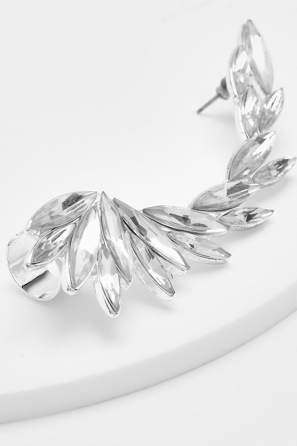 Silver Feather Ear Cuff Climber | boohoo CA