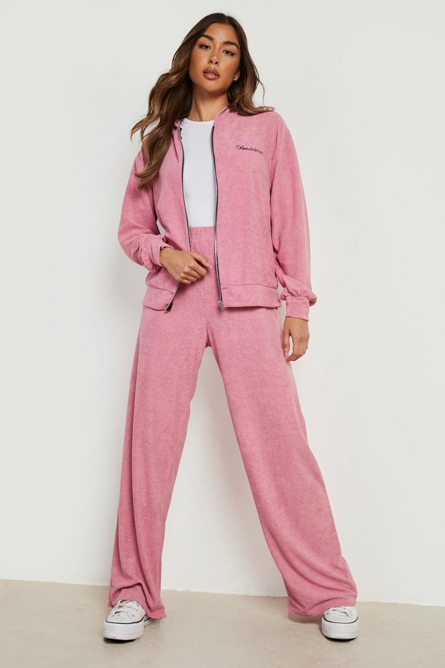 Blush pink Bridesmaid Towelling Loungewear Tracksuit image number 1