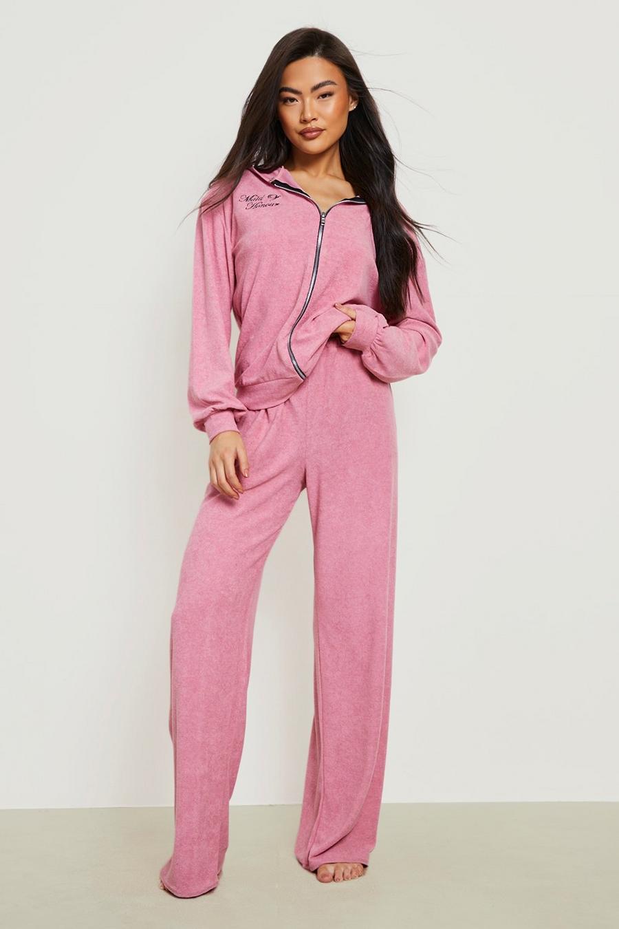 Blush pink Maid Of Honour Towelling Loungewear Tracksuit image number 1