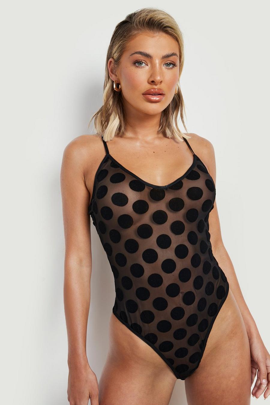 Black Spot Mesh Bodysuit  image number 1