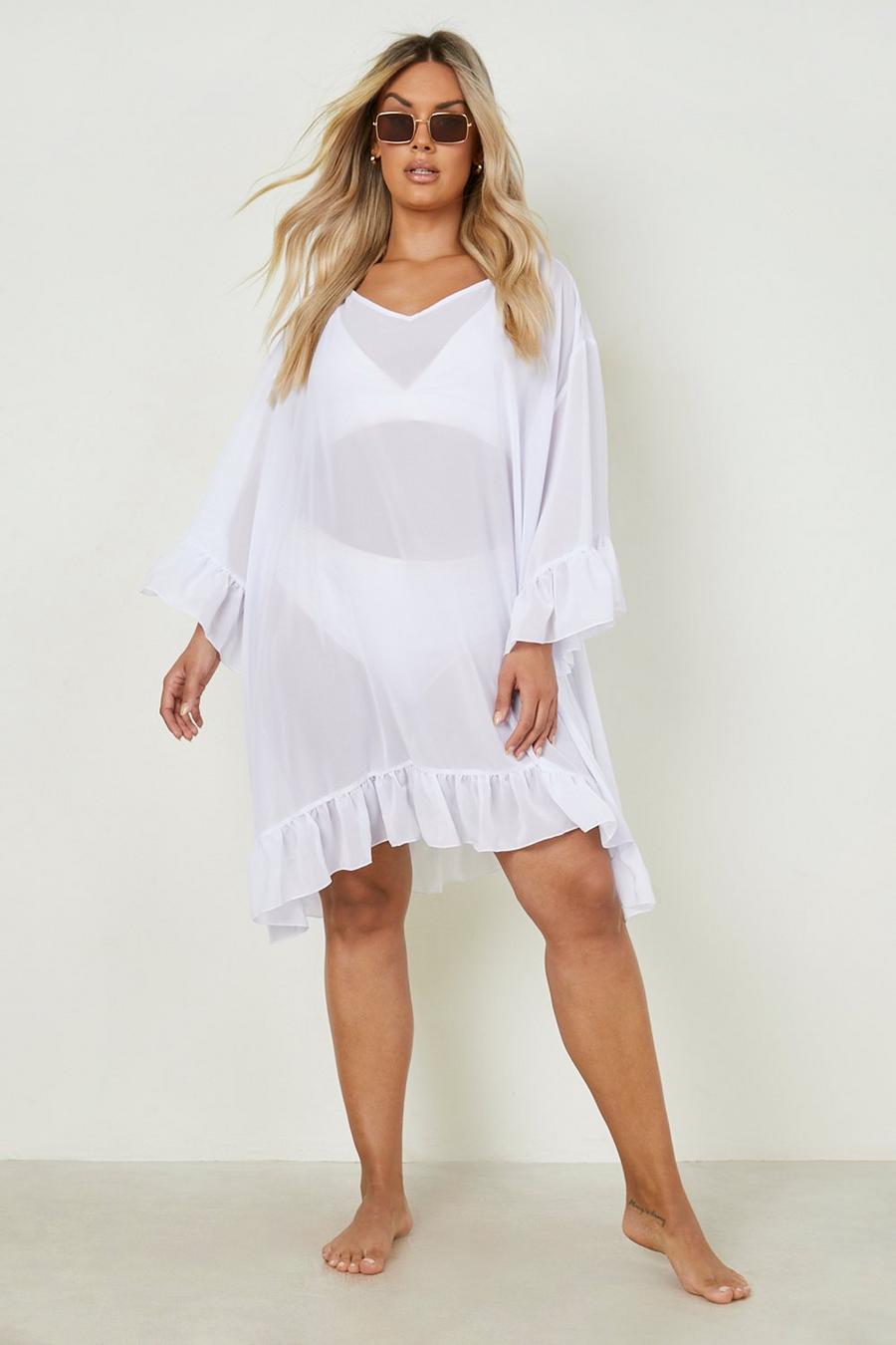 White Plus Ruffle Beach Dress image number 1