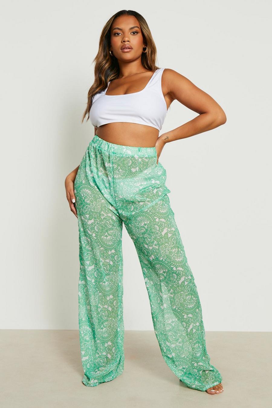 Green Plus Paisley Beach Trousers image number 1