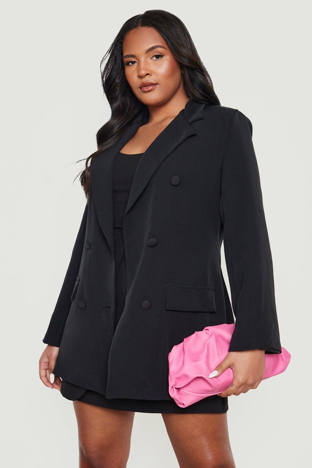 Womens plus size black on sale blazer