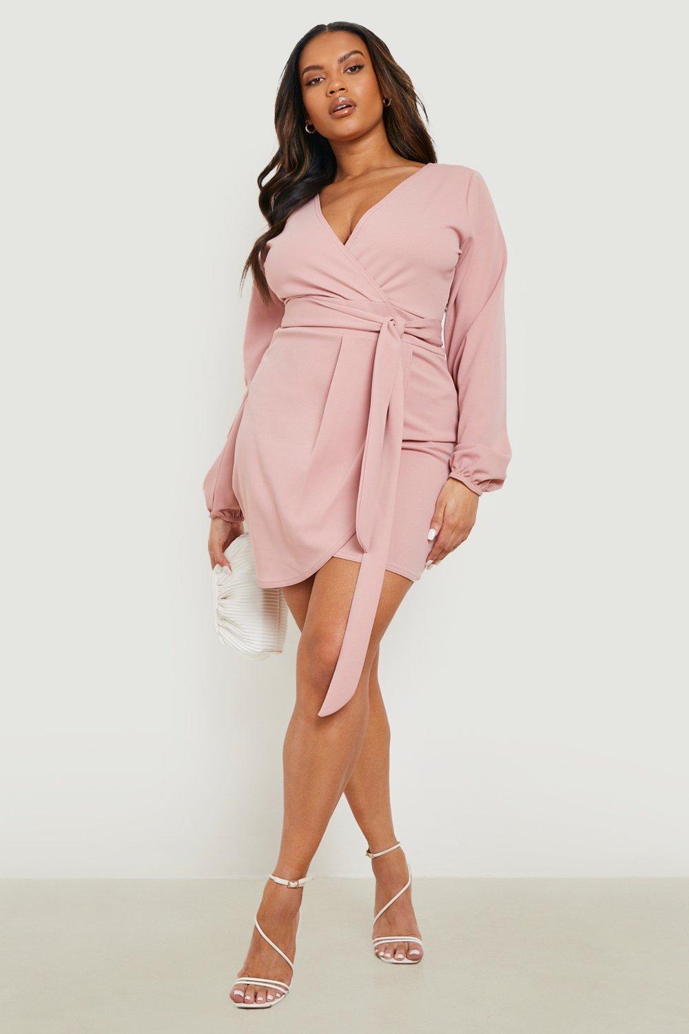 Pink wrap cheap dress uk