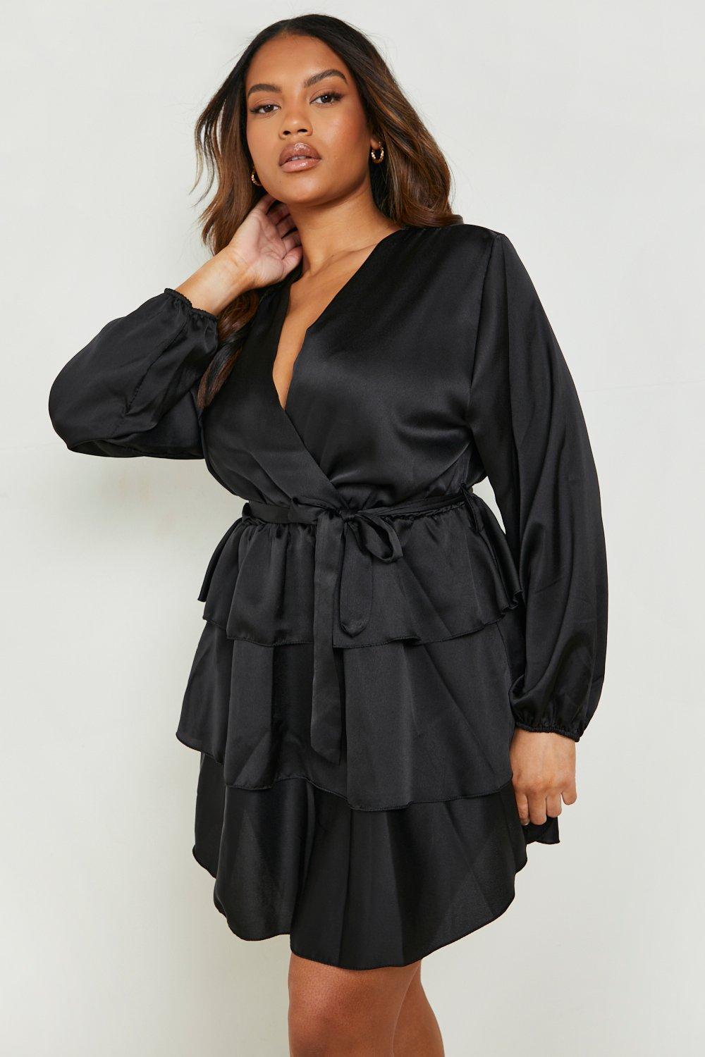 Plus size short sleeve cheap black dress