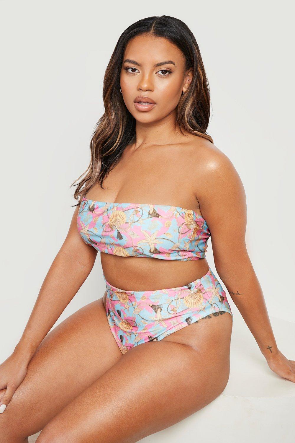 Plus size high sale waisted swim bottoms