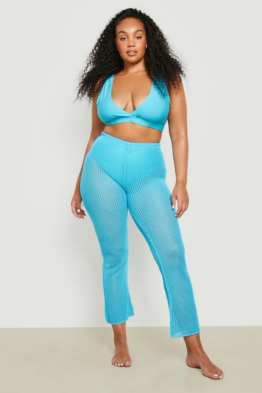 Blue Plus Knitted Beach Flares image number 1
